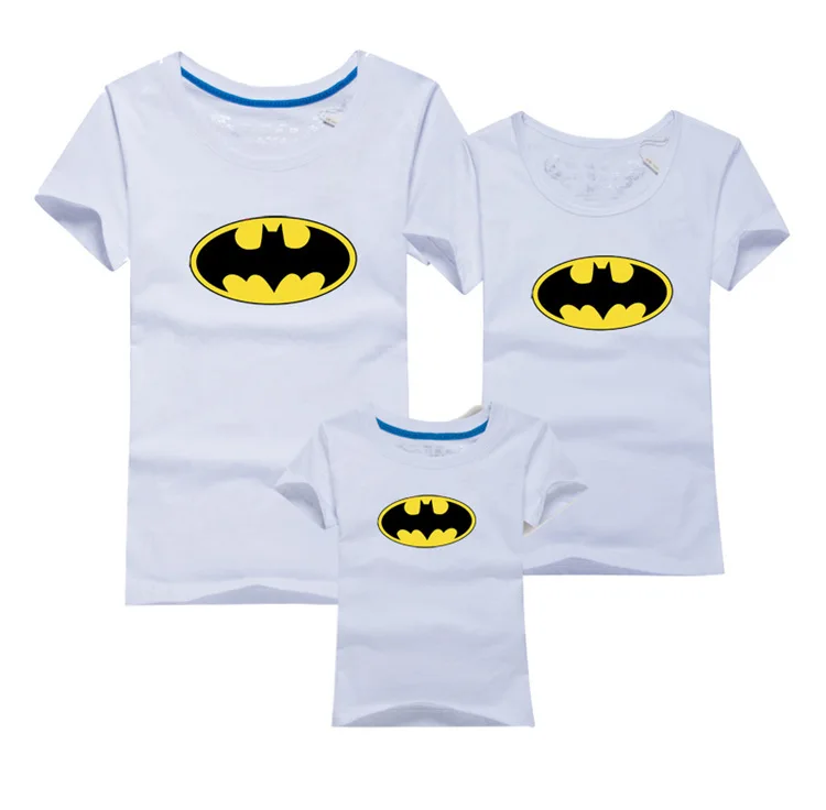 Семейные футболки с Бэтменом; Летние Семейные комплекты; одежда для папы, мамы и детей с героями мультфильмов; новые хлопковые футболки; ; 5XL