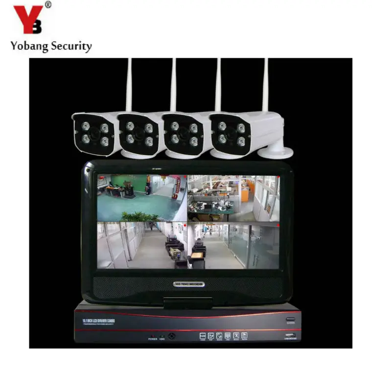 Yobangбезопасности 4CH 960 P wifi 10 дюймов NVR Беспроводная сетевая камера Система IP