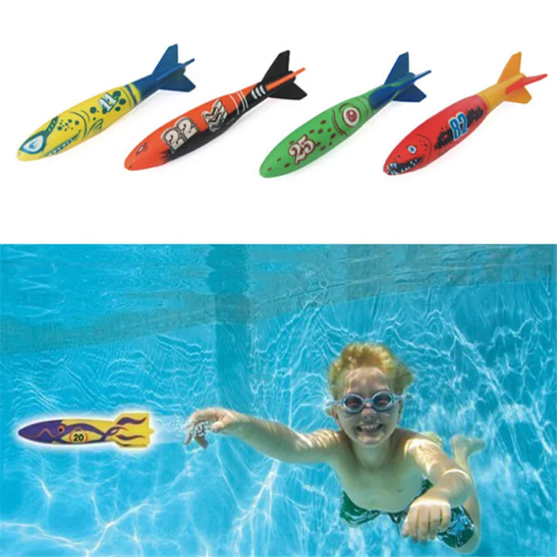 4PCS Underwater Torpedo Rocket Swimming Pool Toy Swim Dive Sticks Holiday Games (6)