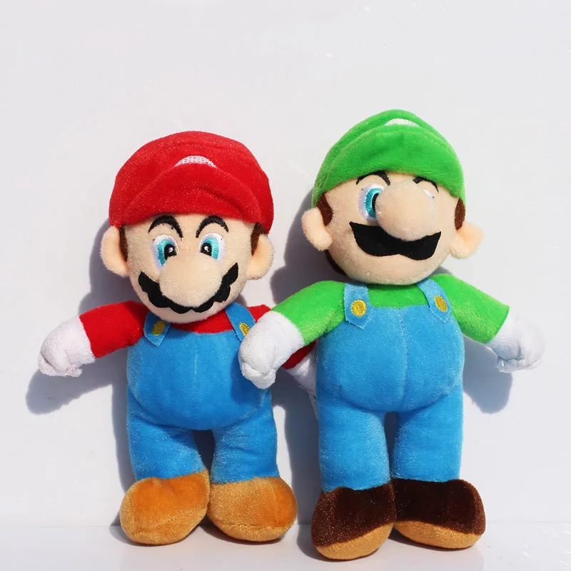 

2Pcs/Lot 10inch 25cm Super Mario Bros Stand MARIO LUIGI Plush Doll Stuffed Toys Great Gift Free Shipping