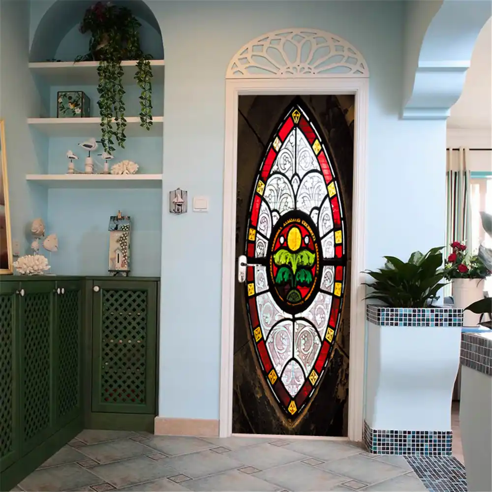 3d Vinly Colored Glass Door Stickers For Elevator Stairway