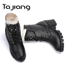 Ta Jiang/женские зимние ботинки; Зимние теплые плюшевые ботинки; женские осенние ботильоны с кристаллами и заклепками; женская обувь на платформе и высоком каблуке