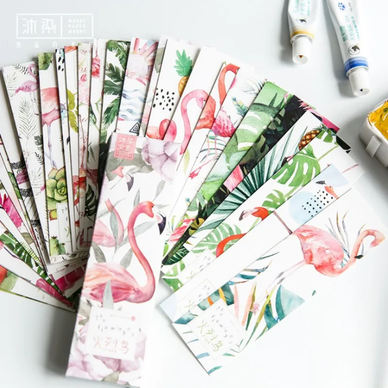 

30 pcs Beautiful flamingo Cartoon animal paper bookmarks book holder message card kids kawaii stationery school supplie