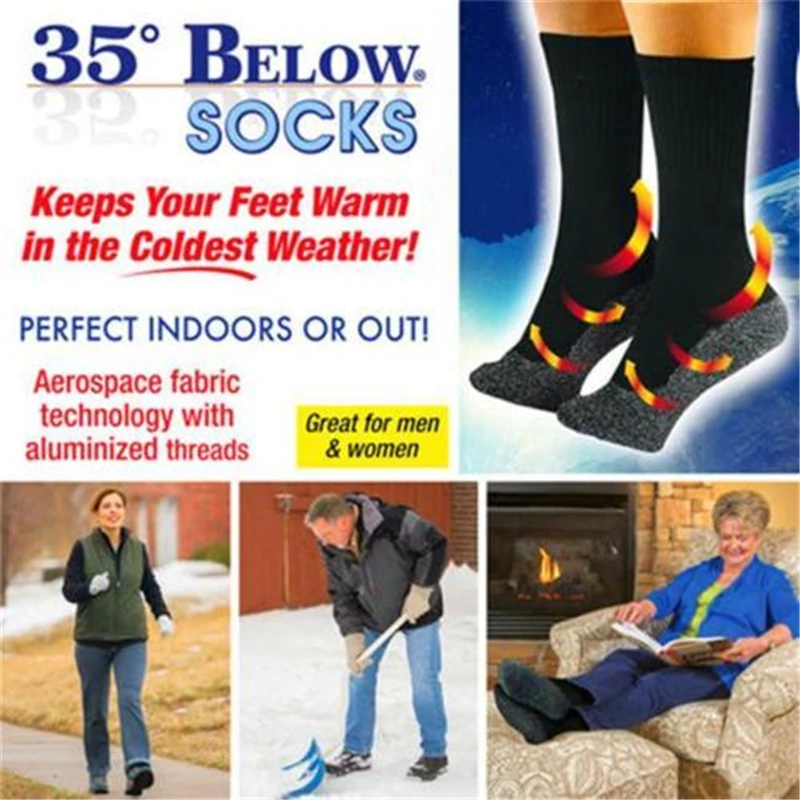 Зимние 35 алюминиевых носков, сохраняющие длинные носки, теплоизоляционные волокна ниже носков США