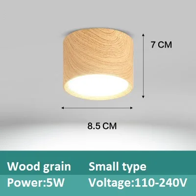 LukLoy светодиодный светильник с деревянным зерном в скандинавском стиле, простой потолочный прожектор для гостиной, коридор, балкон, круглый светильник, лампа для прохода - Emitting Color: Wood grain Small