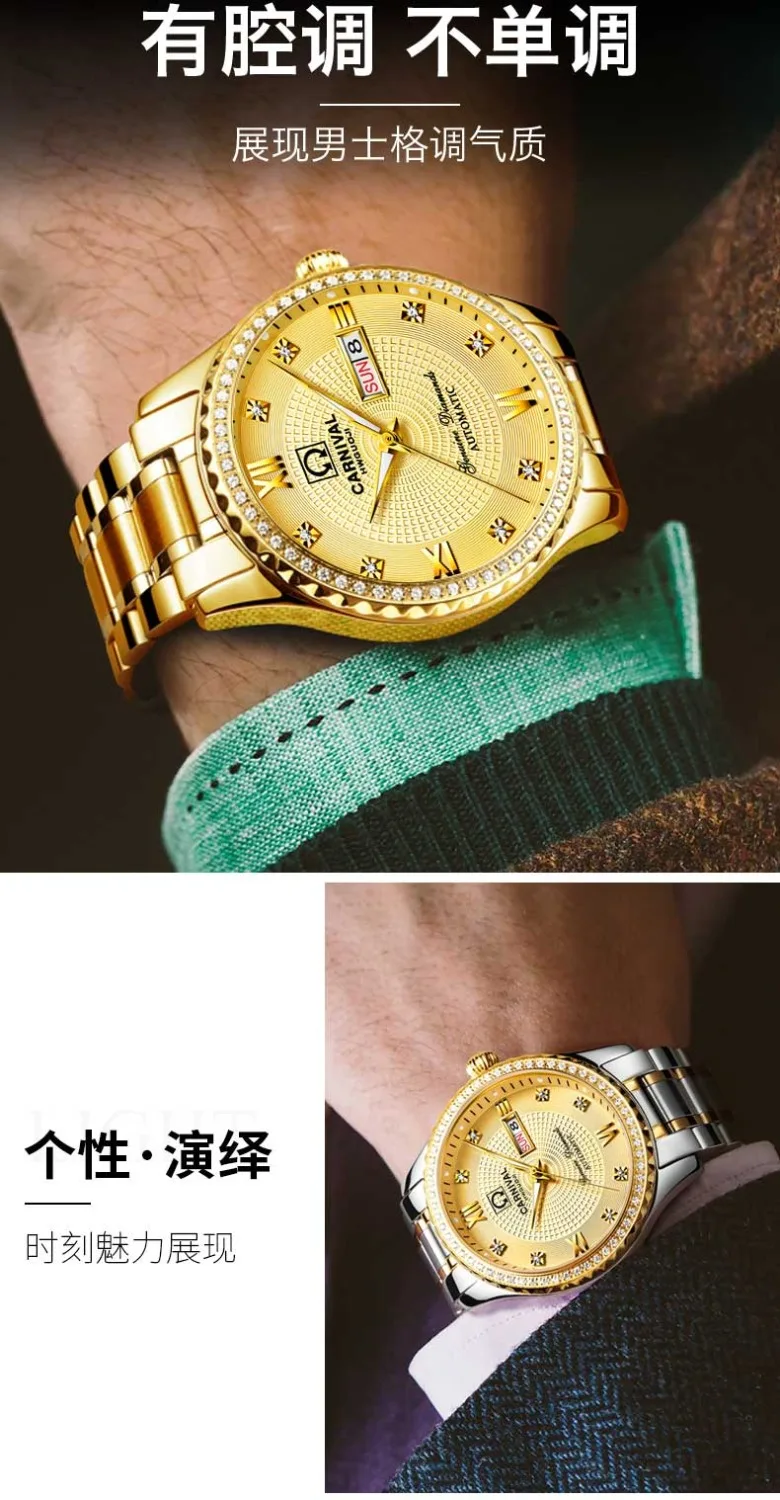 Мужские часы Топ Бренд роскошные золотые часы Неделя Дата светящиеся водонепроницаемые часы Ceasuri Relogio браслет часы мужские Hodinky часы