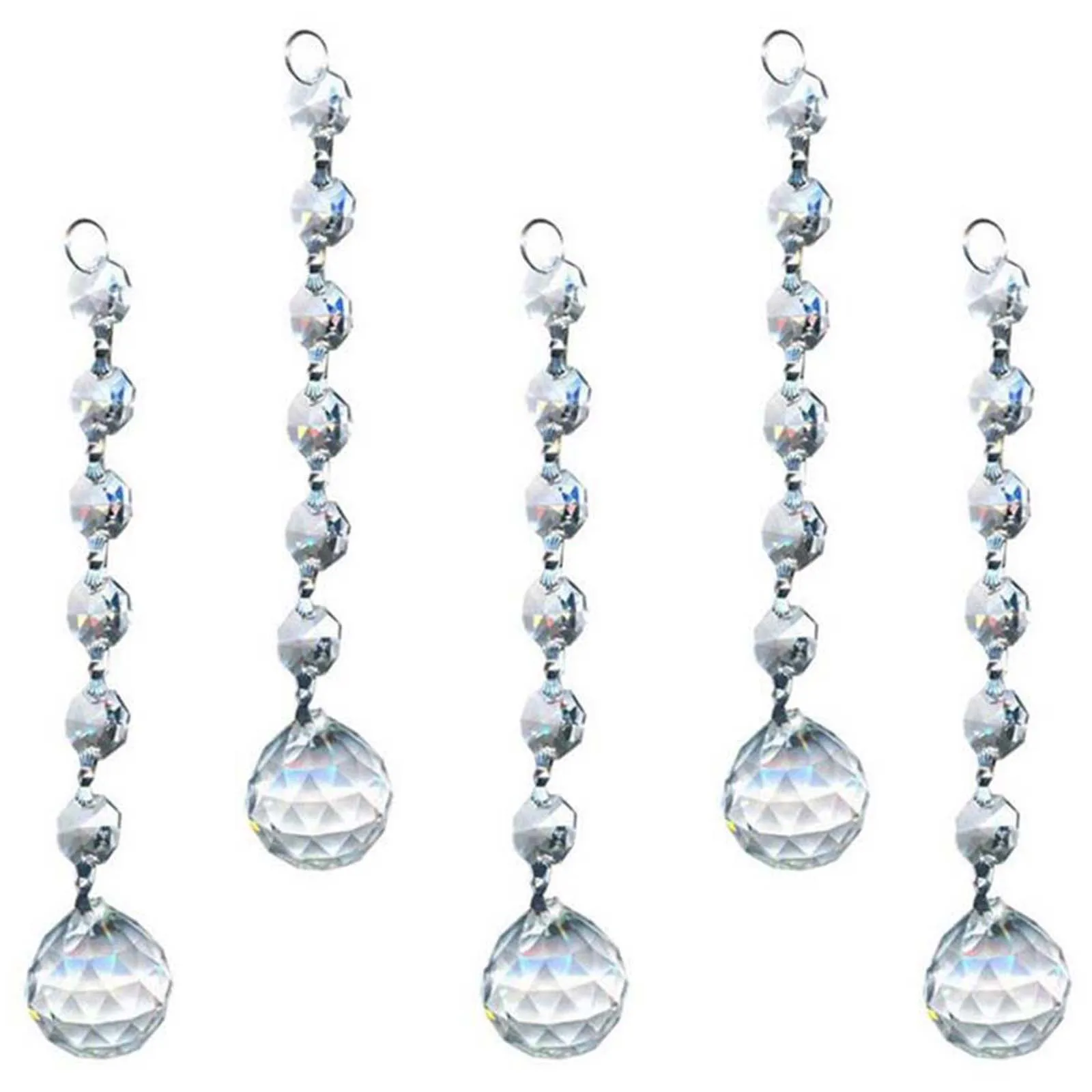 5pcs/set Fashion Clear Crystal Ball Pendants Mayitr Charms Long Drops Dangle Beads For Party DIY Decorations 20mm