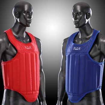 

Good Quality Canvas fabric MMA chest guard blue Red artificial leather men women taekwondo kick boxing fighting chest protector