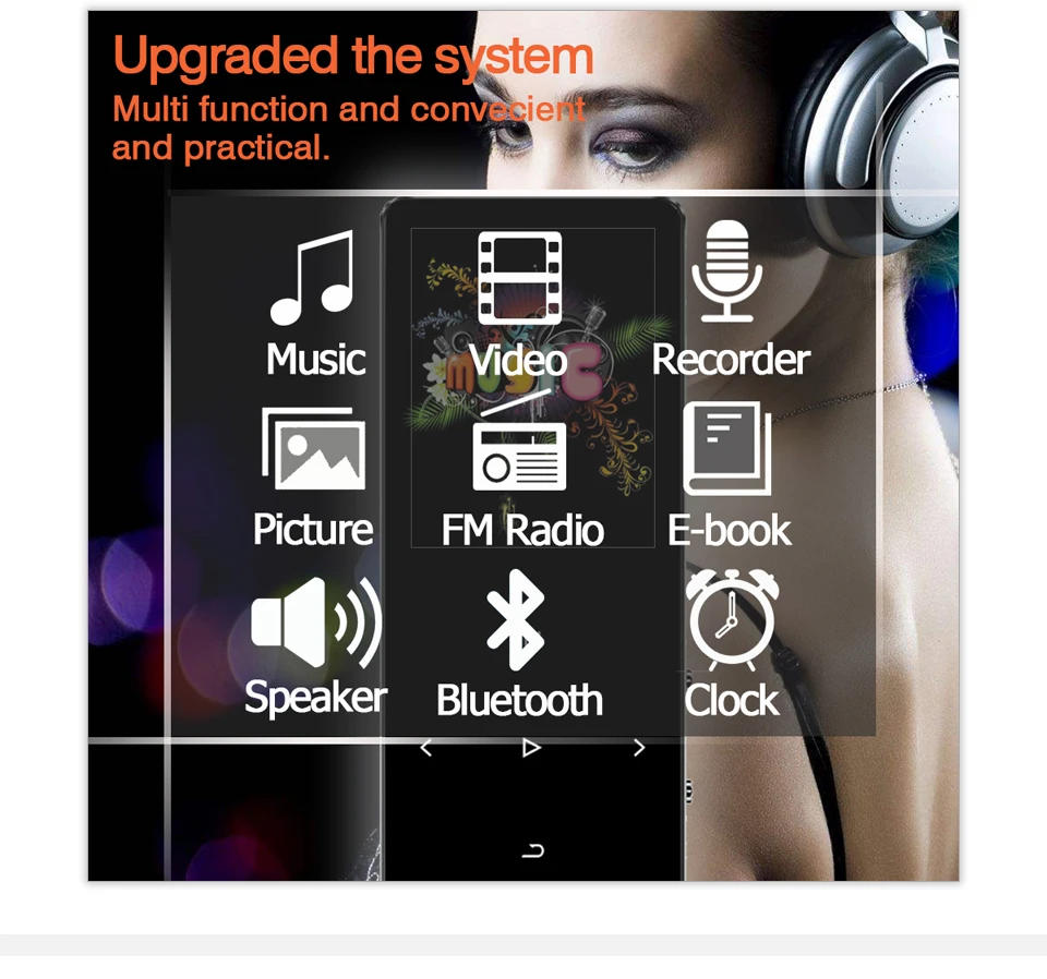 REDANT MP3 Player with Bluetooth 4.2 and 1.8 Screen touch keys hifi fm radio mini sport MP 3 music player portable metal walkman mp3player juice