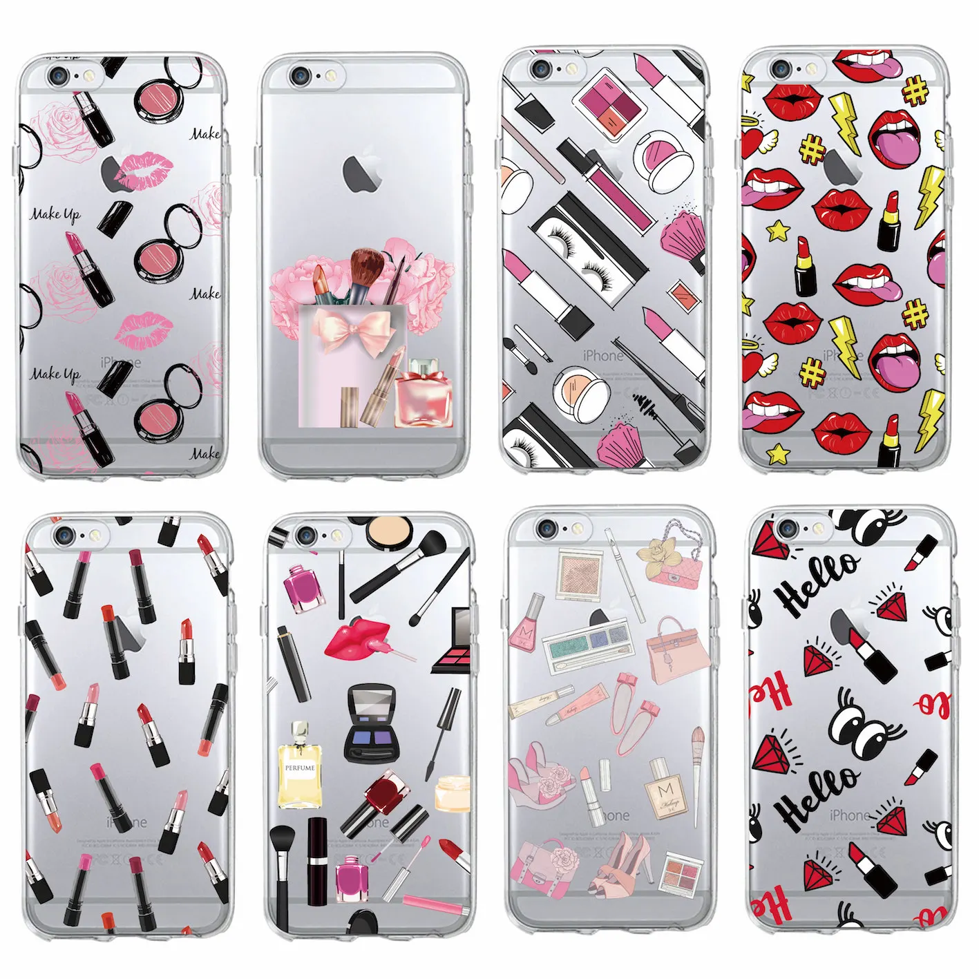 Fashion Sexy Lips font b Makeup b font Cosmetics Lipstick Powder Soft Clear Phone Case Coque