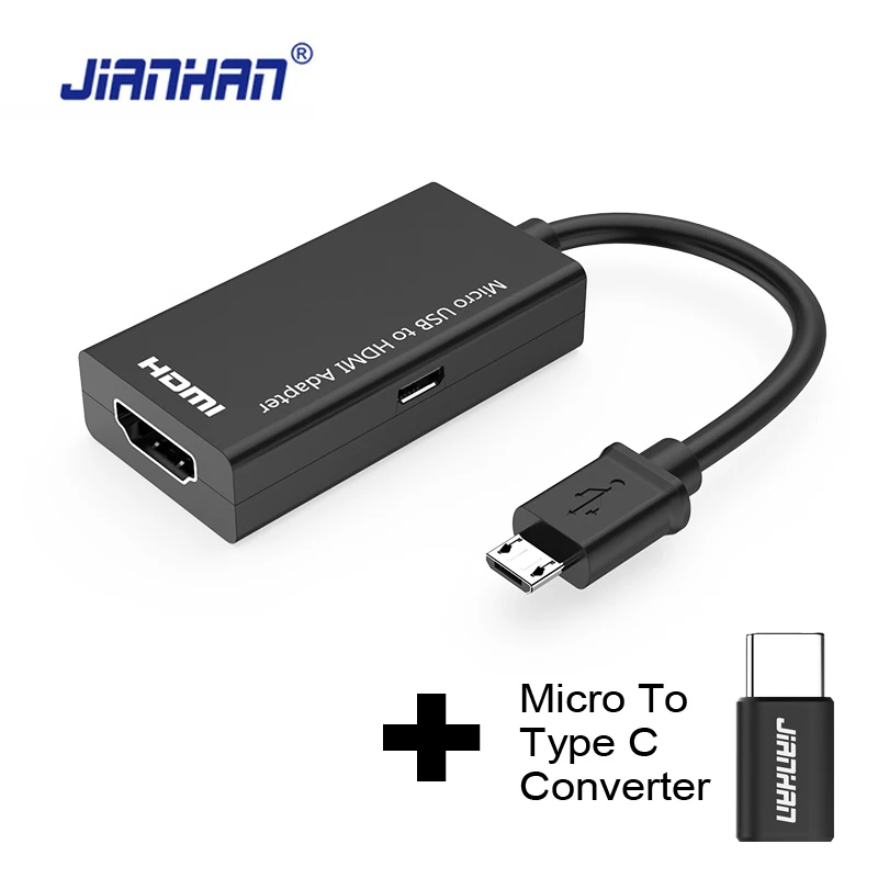 Тип C Micro USB к HDMI адаптер MHL конвертер для ТВ мониторы 1080 P HD аудио видео кабель samsung HUAWEI Xiaomi - Цвет: 2 in 1 HDMI Cable