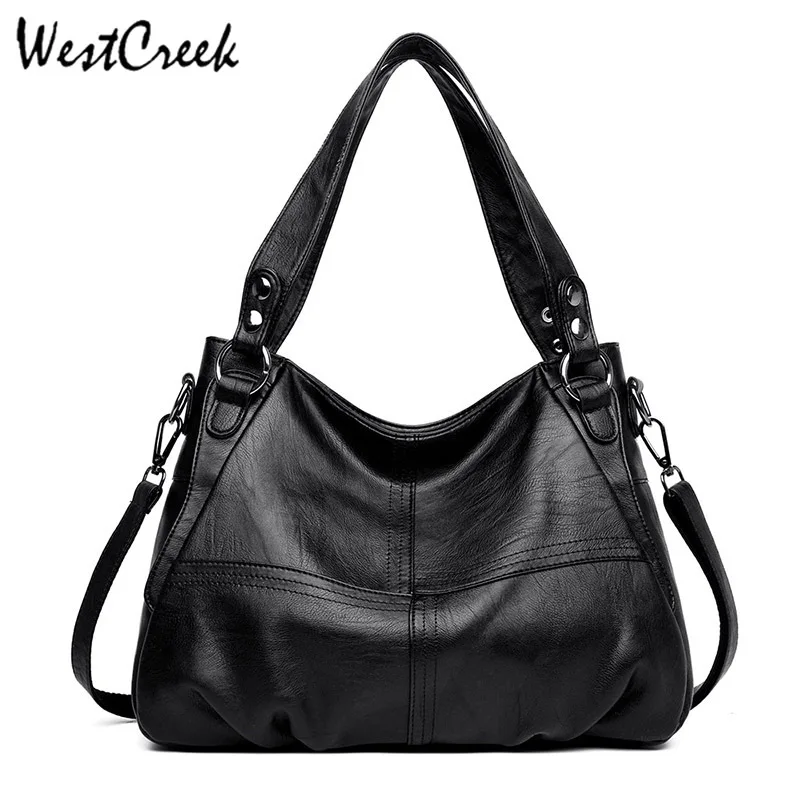 Goedkoop WESTCREEK Merk Luxe Handtassen Vrouwen Tassen Designer Hoge Kwaliteit Lederen Schoudertas Vrouwelijke Casual Tote Tas Dames Vintage
