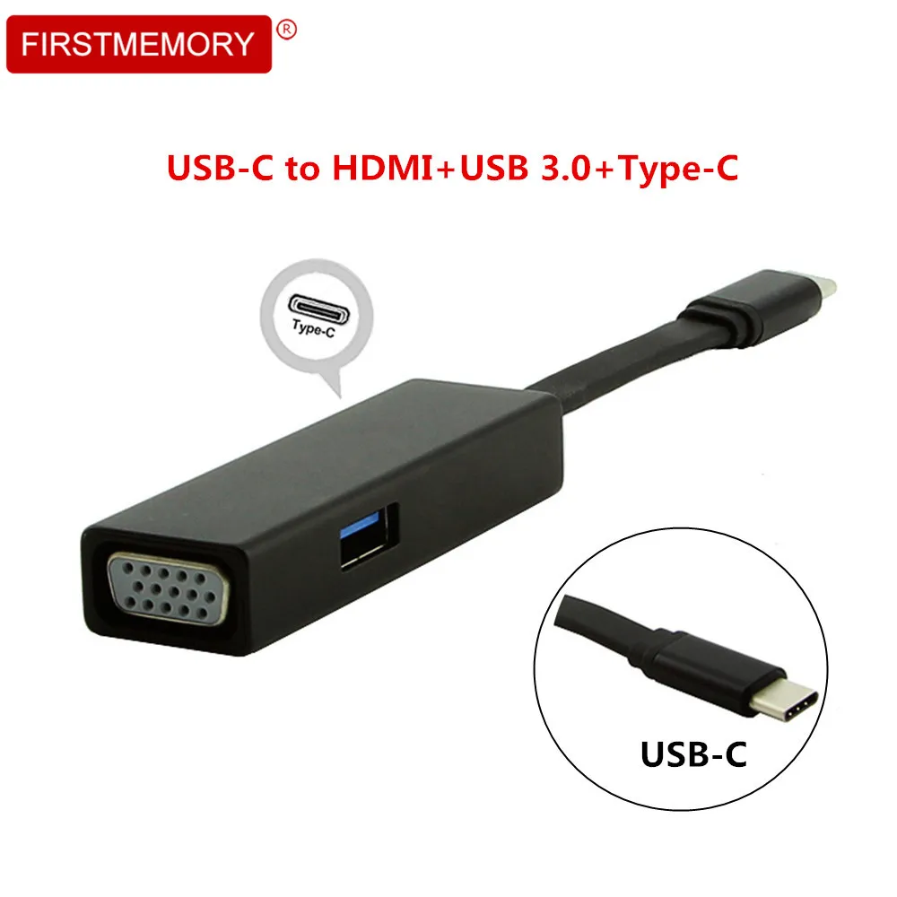 

USB C to HDMI VGA USB 3.0 Type C Interface Converter 3 in 1 Type C Multi Adapter HUB for PC Laptop Macbook Pro Accessories