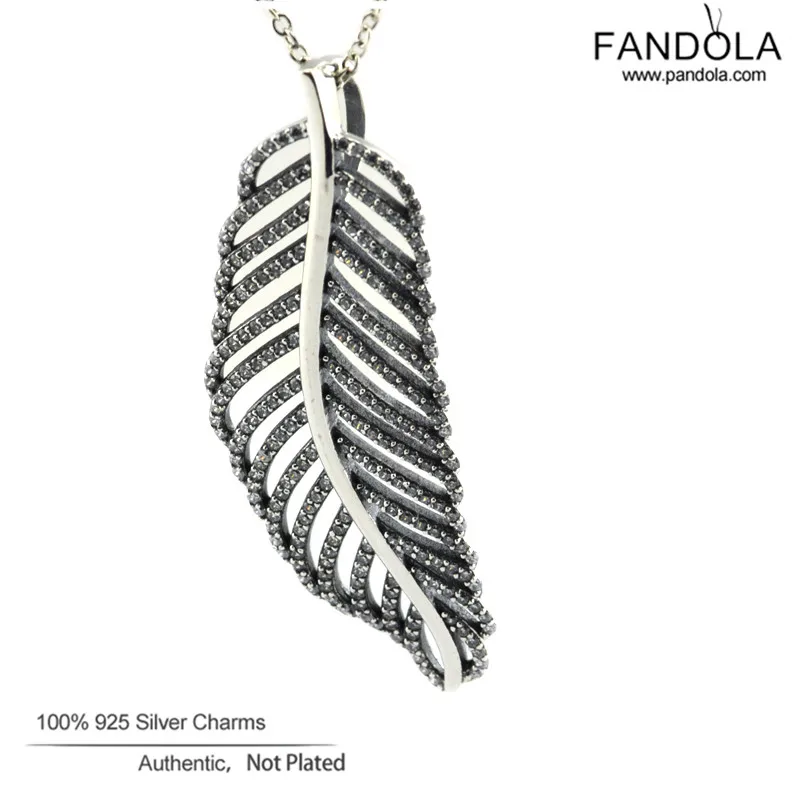 

Light as a Feather Necklace 925 Sterling Silver Clear CZ Chian 90CM Pendants Necklaces for Women Original Silver 925 Jewelry