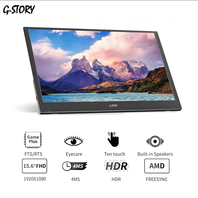 Продажа G STORY 15,6 дюймов ультратонкий сенсорный экран FHD 1080P VA панель портативный монитор Встроенные динамики для ноутбука, Xbox, переключателя и Ps4