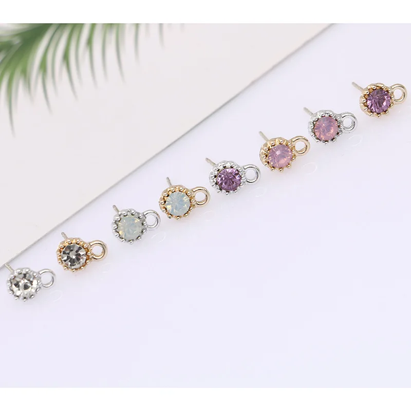 

SEA MEW 40 PCS 7mm*10mm Fashion Metal Alloy Crystal Set Auger Stud Earrings Base Setting DIY Earrings Accessories