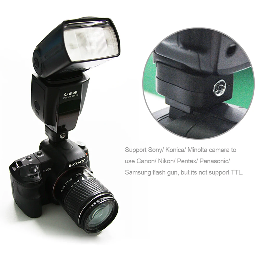 Pixel TF-325 вспышки адаптер конвертер типа "Горячий башмак для sony A65 A37 A77 A57 A100 A200 Камера для цифровой зеркальной камеры Canon Nikon YN560III YN560IV JY-680A