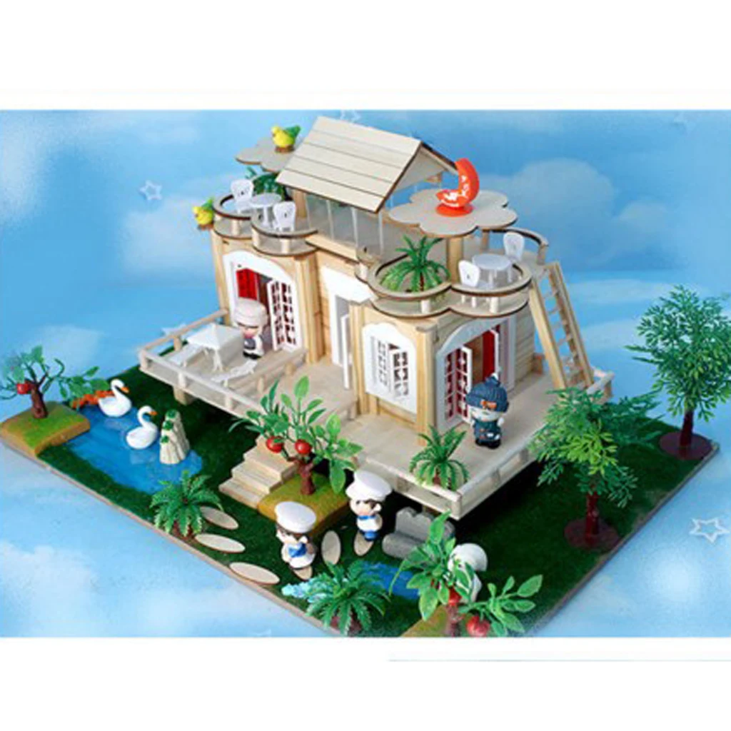 Handcrafts Miniature Project DIY Dolls House Castle Garden Building Model Toy Kids Play Fun & Early Learning Birthday Gift