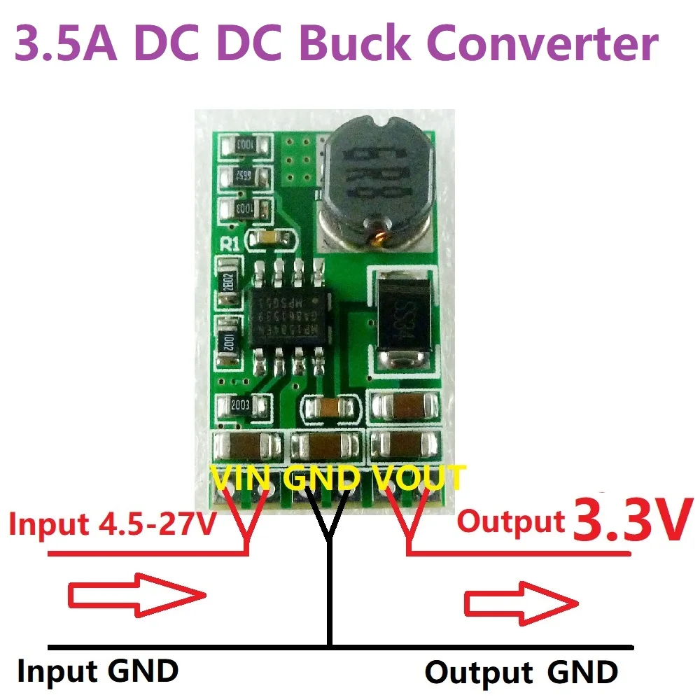 3 5a Dc 5v 6v 9v 12v 24v To 3 3v Dc Dc Step Down Buck Converter Regulator Module For Nodemcu
