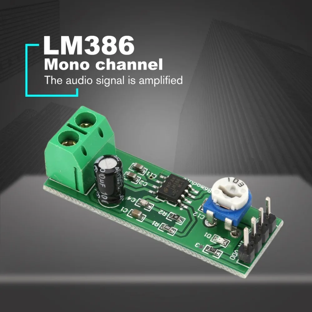 

LM386 Super Mini 200X Power Amplifier Board Module Mono Channel Electronic DIY Tool Audio Amplify Volume Adjustable