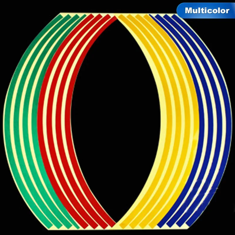Motorcycle Accessories 8 Colors 18 inch Car Stickers Wheel Rim Breakpoint Sticker Reflective Tape