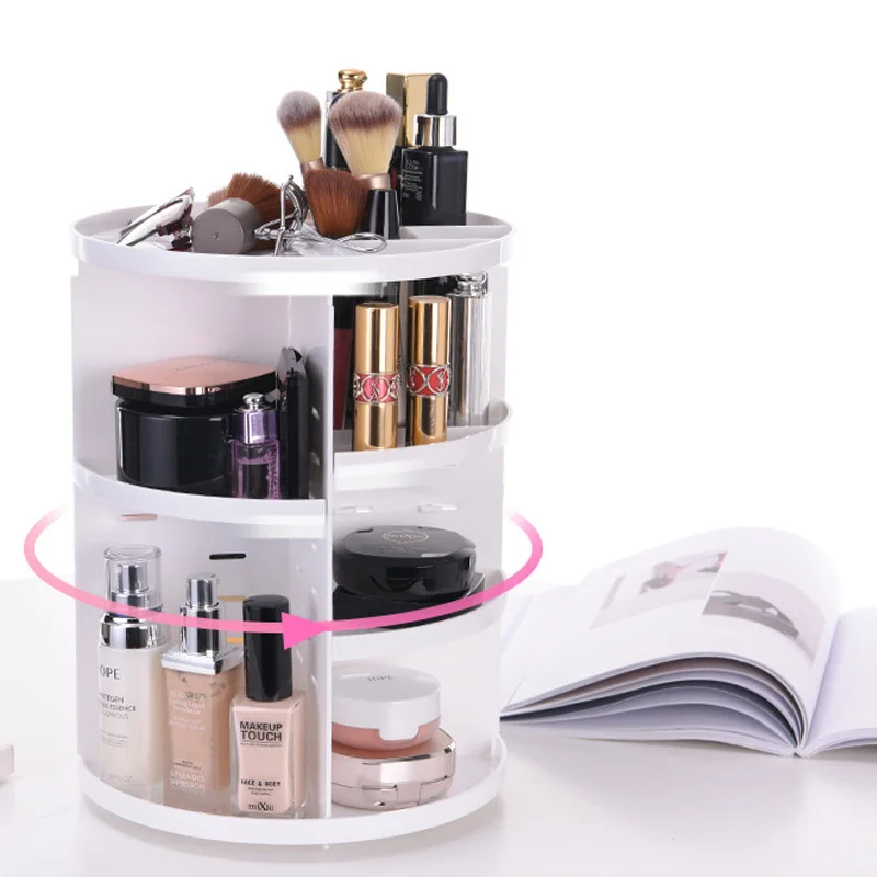 360 Degree Rotatable Makeup Organizer Case Plastic Storage Boxes