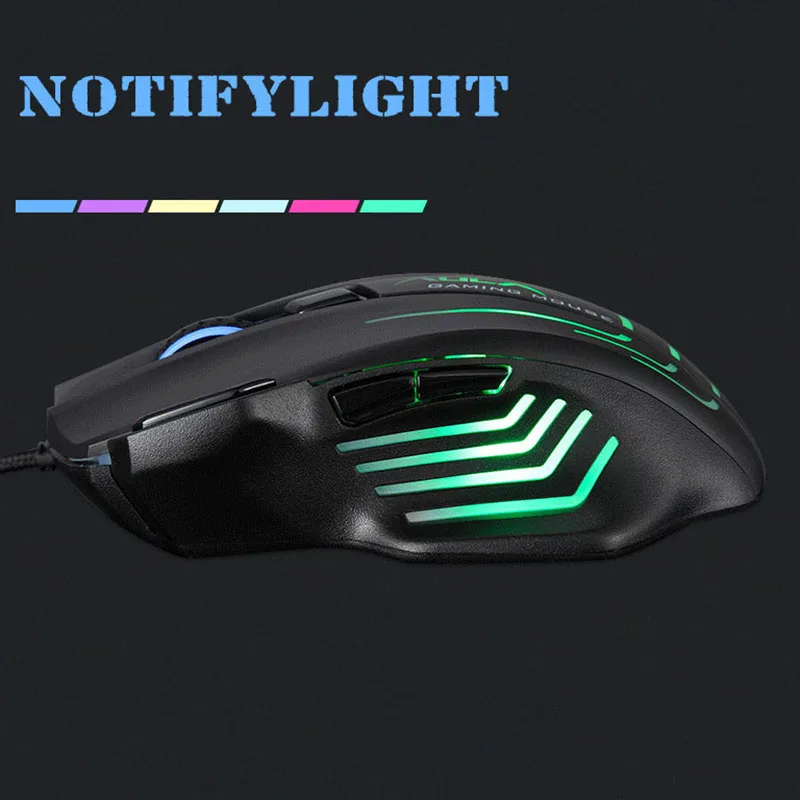 

6 Colors Led Backlit Gaming Mouse USB Macro Wired PC Mouse 2000DPI Gamer Professional Ergonomics Design Mouse for Computer
