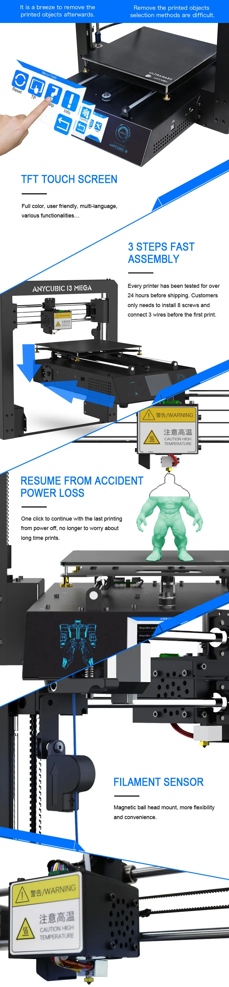 Anycubic 3D printer impresora 3d I3 Mega full metal imprimante 3d High Precision Patented Lattice Platform 3d printer kit (3)