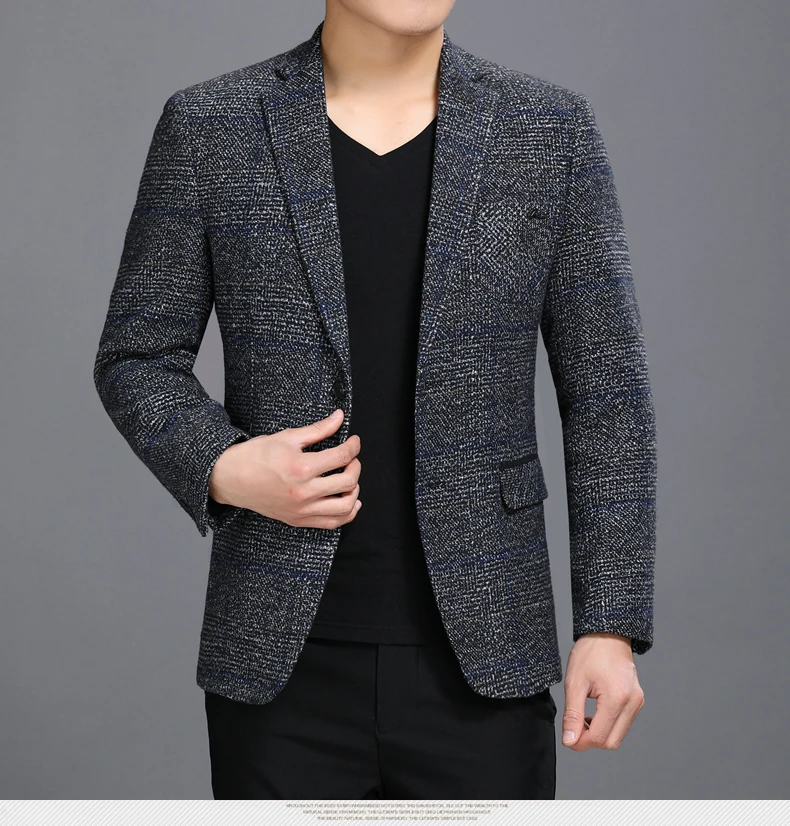 WAEOLSA Men Business Casual Blazers Spring Autumn Suit Jackets Man Slim Fit Blaser Masculino Coffee Gray Suit Coat Costume Male (7)