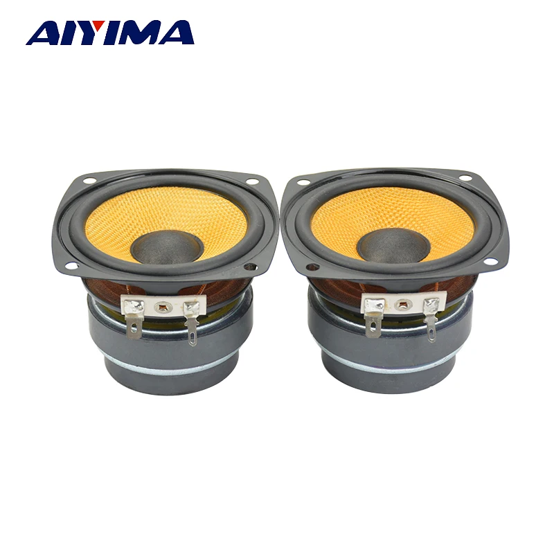 AIYIMA 2Pcs 3 Inch Audio Speaker HiFi 6Ohm 25W Full Range Speakers Double Magnet Loudspeaker Square For Desktop Amplifier DIY