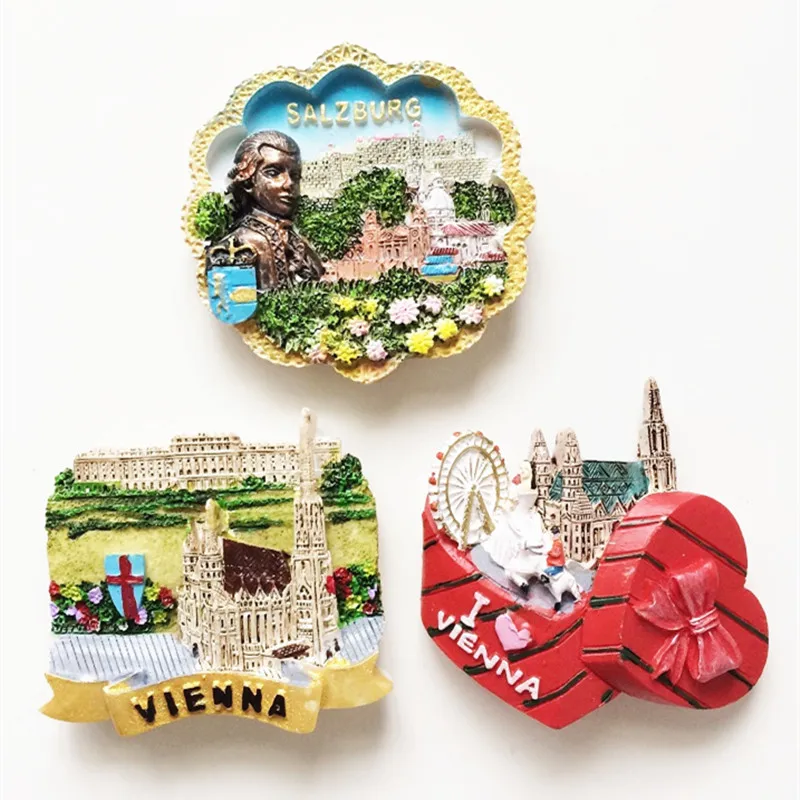 1Pcs/set Austria Vienna Salzburg Fridge 3D Resin Vintage Travel
