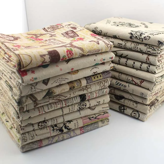 Винтажная Мешковина льняная ткань пэчворк для шитья одежды и декоративной подушки ткань печатные материалы текстильные скатерти