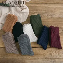 CHAOZHU осенне-зимние женские 8 видов основных цветов теплые шерстяные носки маленькие реберные эластичные топ продаж в Корее Модные женские