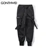 GONTHWID Ribbon Buckle Multi-Pockets Harem Joggers Pants Streetwear 2022 Men Hip Hop Casual Cargo Sweatpants Trousers Pants Male ► Photo 3/6