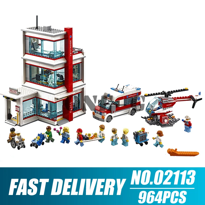 

Building blocks 02113 964pcs Compatible with City 60204 Bricks City Hospital figures Educational toys for children