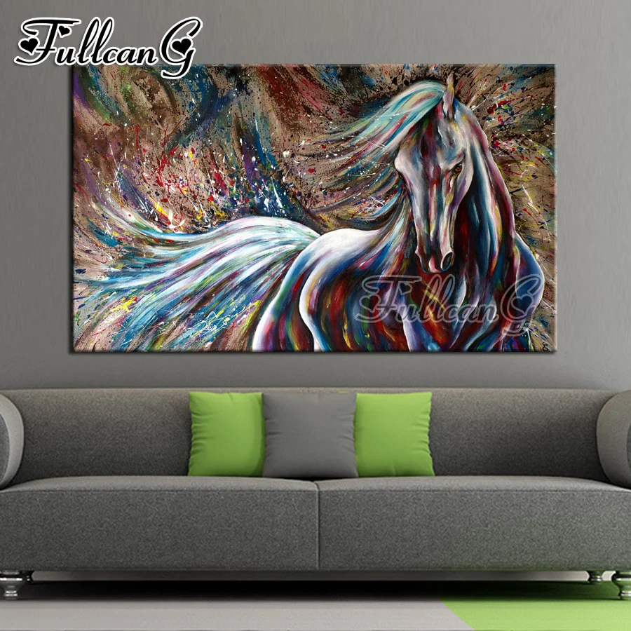

FULLCANG full square/round drill diy large size diamond painting "colorful unicorn" 5d mosaic embroidery sale home decor FC454