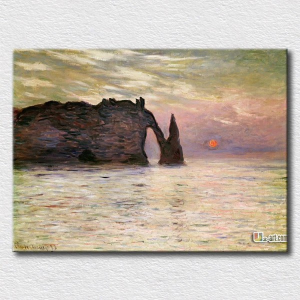 

Cliff etretat sunset scenery painting hang on the reading room wall pictures decoration hot sell paint