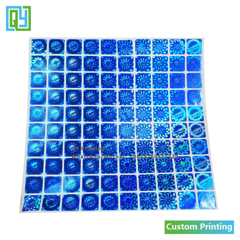 10000pcs 19x19mm 무료 배송 사용자 정의 인쇄 블루 호 일 홀로그램 스티커 3D 블루 레이저 홀로그램 이름 로고 보안 인감 레이블