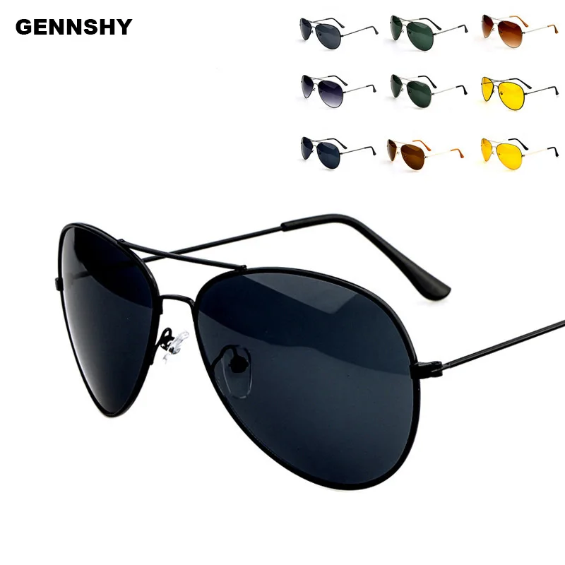 Classic Pilot Sunglasses Men Retro Metal Sunglasses Thin Temples Brand