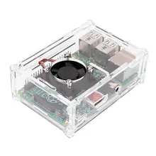 EDT-Transparent Clear Case Enclosure Box + Cooling Fan for Raspberry Pi 2 Model / B+