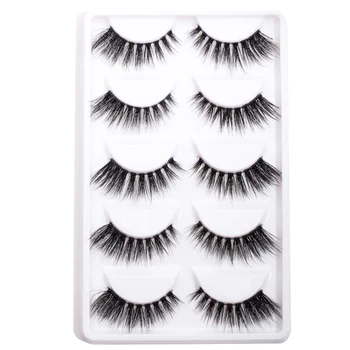 

5 pairs 3D mink lashes false eyelashes natural makeup eyelash extension long cross volume soft fake eye lashes winged faux cils