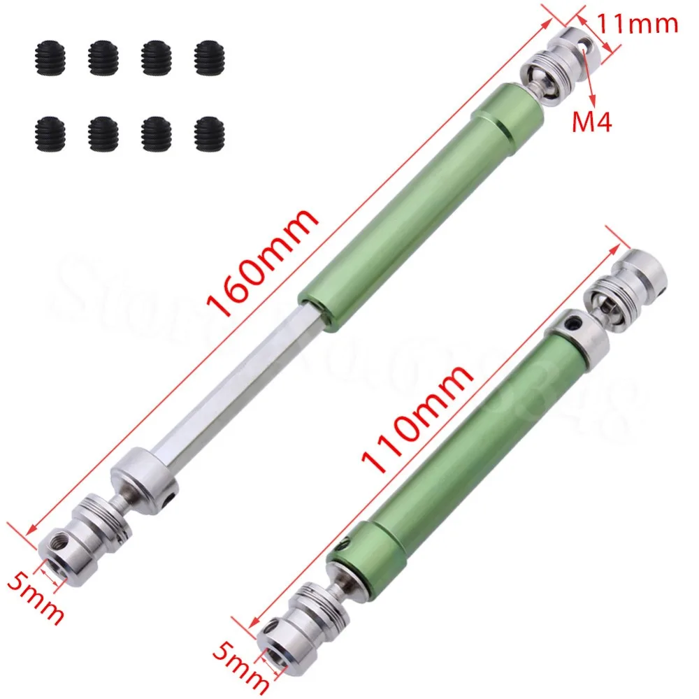 

2pcs 110mm to 160mm Duty Metal Drive Shaft CVD For RC 1/10 Scale Rock Crawler Truck Car Tamiya Axial SCX10 RC4WD Traxxas TRX-4