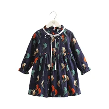 2019 New Girls Dresses Korea Fashion Bow Crew Neck Printing Kids Dresses for Girls 2019 New Girls Dresses Korea Fashion Bow Crew Neck Printing Kids Dresses for Girls