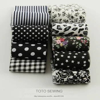 

F030# new arrivals patchwork jelly roll fabric strips 9pcs/lot black sets 5cmx100cm 100%cotton fabric handmade sewing tilda