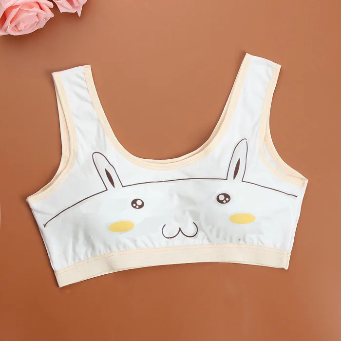 Flesh Girl bra vest underwear development period students have inserts without rims sling summer thin section - Color: Flesh