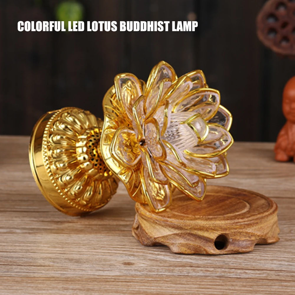 Красочный светодиодный Лотос буддийский лампа встроенный 39 буддийские песни с Буддой, в форме лотоса свет буддийские поставки