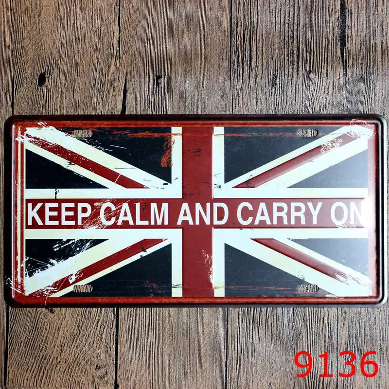 

KEEP CALM AND CARRY ON license plate Art Vintage Souvenir Poster Pub Gift Iron Painting Metal bedroom Decor 30X15CM