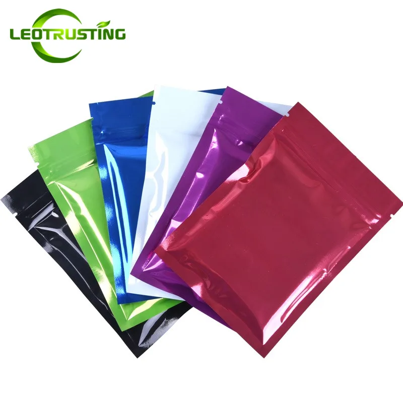 

Leotrusting 200pcs 6 Colors Small Aluminum Foil Ziplock Bag Flat Bottom Glossy Foil Powder Herbal Tea Packaging Bag Gift Pouch