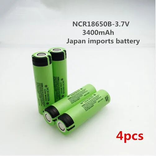 

4 pcs/lot Original Japan imports battery 18650 NCR18650B Rechargeable Li-ion battery 3.7V 3400mAh+Free shipping