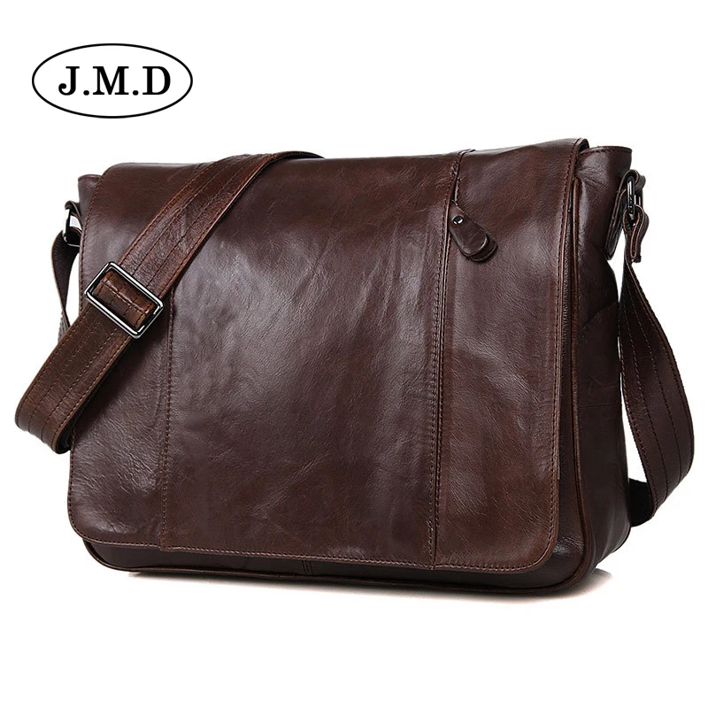 J.M.D Top handle bags Genuine Leather Men bags Laptop vintage mens shoulder Bag crossbody ...